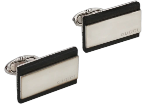 Gucci Sterling Silver And Leather Cufflinks Silver