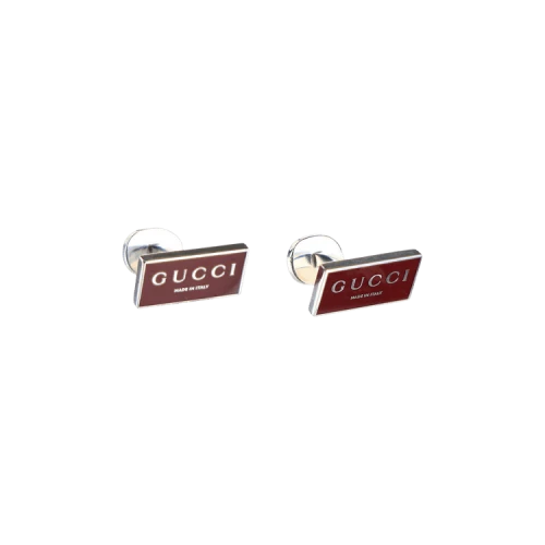 Gucci Trademark Enamel Cufflinks Silver