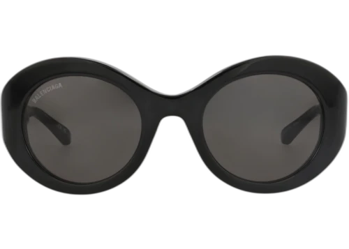 Balenciaga Round Frame Acetate Sunglasses BB0208S-30011969-001 Black Black Grey