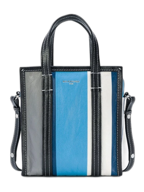 Balenciaga Shopper Bazar Striped XS Blue Grey White