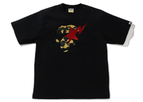 BAPE 1st Camo Ape Face Sta Relaxed Fit Tee Black/Yellow