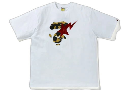 BAPE 1st Camo Ape Face Sta Relaxed Fit Tee White/Yellow