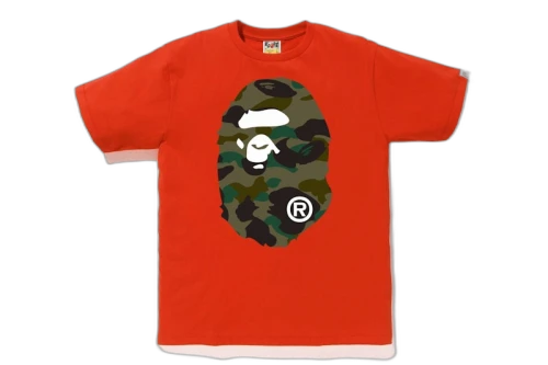 BAPE 1st Camo Big Ape Head Tee Orange/Green