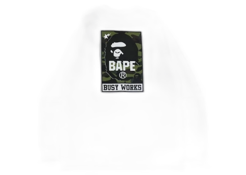 BAPE 1st Camo Busy Works Relaxed Fit L/S Tee White