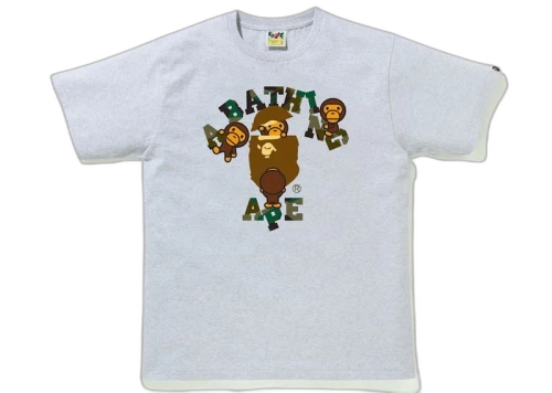 BAPE 1st Camo College Milo Tee Grey/Green