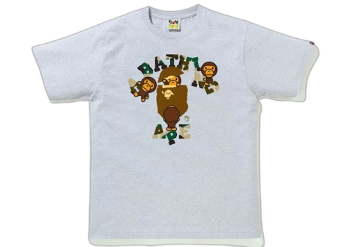 BAPE 1st Camo College Milo Tee Grey/Yellow