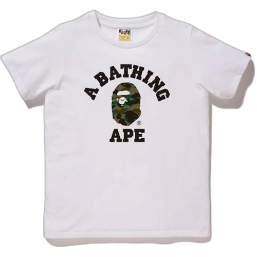 BAPE 1st Camo College Tee L White/Green