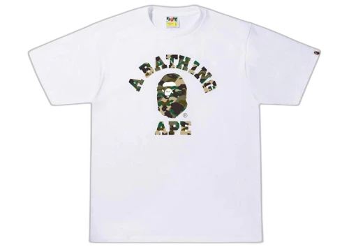 BAPE 1st Camo Crazy College Tee White