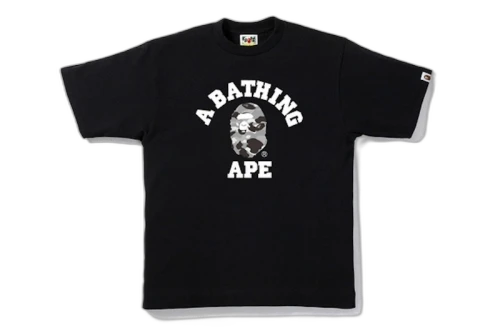 BAPE 1st Camo Gray College Tee Black