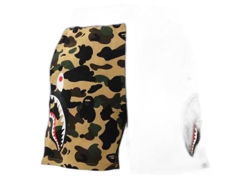 BAPE 1st Camo Half Side Shark Sweat Shorts Yellow