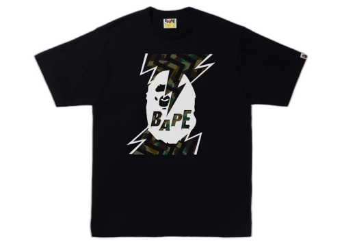 BAPE 1st Camo Lightning Ape Head Tee (SS22) Black/Green