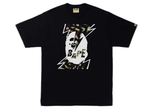 BAPE 1st Camo Lightning Ape Head Tee (SS22) Black/Yellow