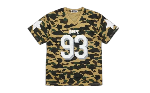 BAPE 1st Camo Mesh Football Jersey Yellow