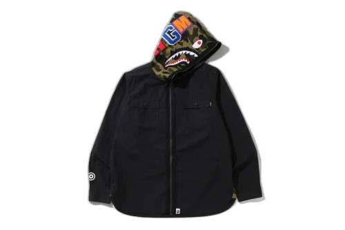 BAPE 1st Camo Shark Hoodie Shirt Black