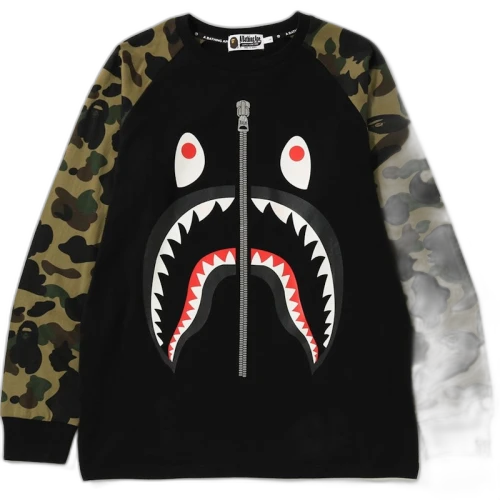 BAPE 1st Camo Shark LS Tee Black/Green