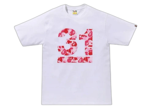 BAPE A Bathing Ape 31st Anniversary ABC Camo Tee White/Pink