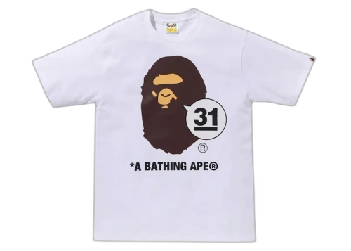 BAPE A Bathing Ape 31st Anniversary Ape Head Tee White