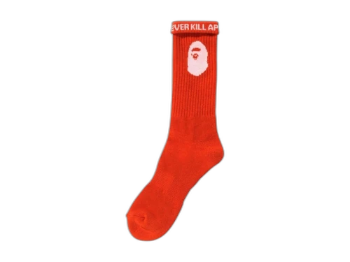 BAPE A Bathing Ape Ape Head Socks Orange