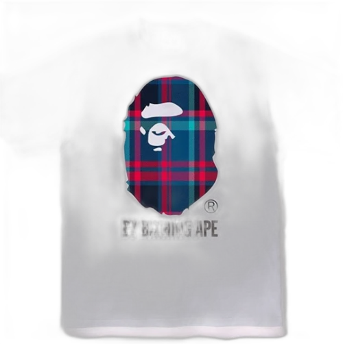BAPE A Bathing Ape Check by Bathing Tee White/Navy