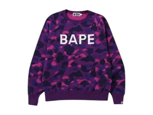 BAPE A Bathing Ape Embroidery Loose Fit Crewneck Purple