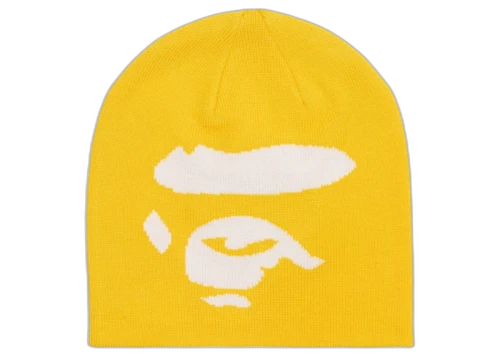 BAPE A Bathing Ape Face Knit Cap Yellow