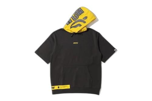 BAPE A Bathing Ape In Transit Shark Short Sleeve Pullover Hoodie Gray