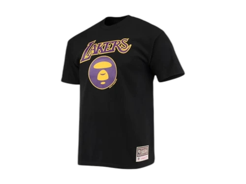 BAPE AAPE x Mitchell & Ness Lakers Tee Black