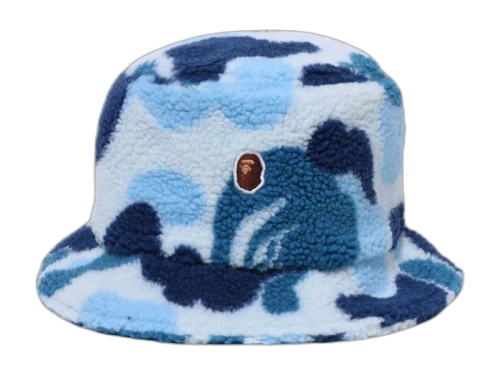 BAPE ABC Camo Boa Fleece Bucket Hat Blue