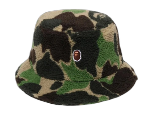 BAPE ABC Camo Boa Fleece Bucket Hat Green