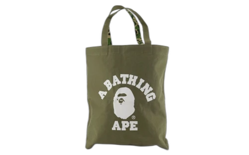 BAPE ABC Camo College Logo Reversible Tote Bag Green