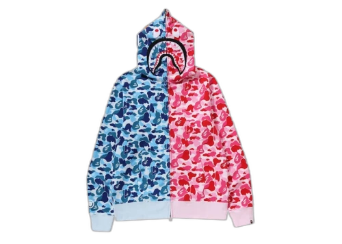 BAPE ABC Camo Crazy Shark Full Zip Hoodie Blue/Pink