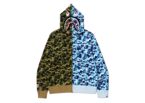 BAPE ABC Camo Crazy Shark Full Zip Hoodie Green/Blue