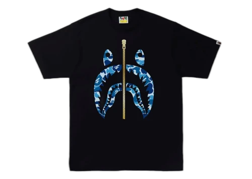 BAPE ABC Camo Gold Zip Shark Tee Black/Blue