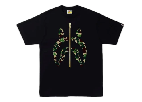 BAPE ABC Camo Gold Zip Shark Tee Black/Green