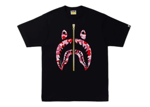 BAPE ABC Camo Gold Zip Shark Tee Black/Pink