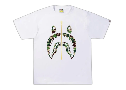 BAPE ABC Camo Gold Zip Shark Tee White/Green