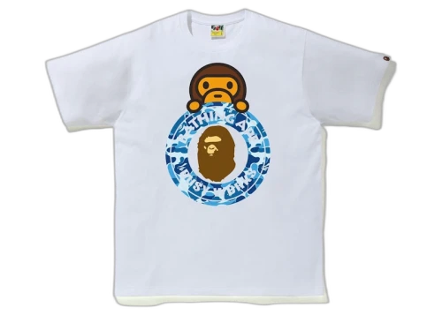 BAPE ABC Camo Milo on Busy Works Tee White/Blue