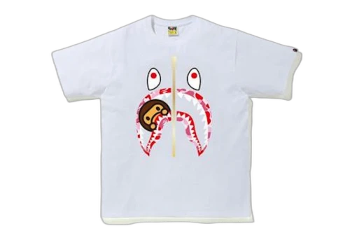 BAPE ABC Camo Milo Shark Tee White/Pink