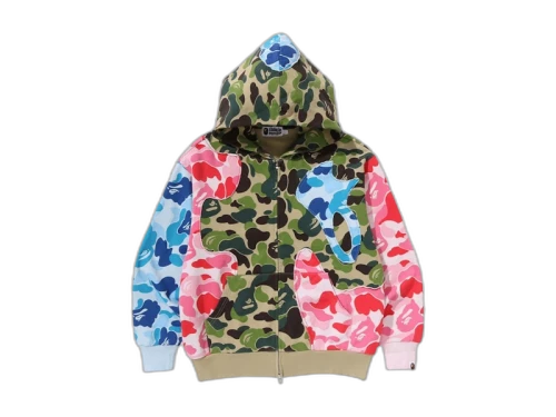 BAPE ABC Camo Patchwork Relaxed Fit Zip Hoodie Multicolor