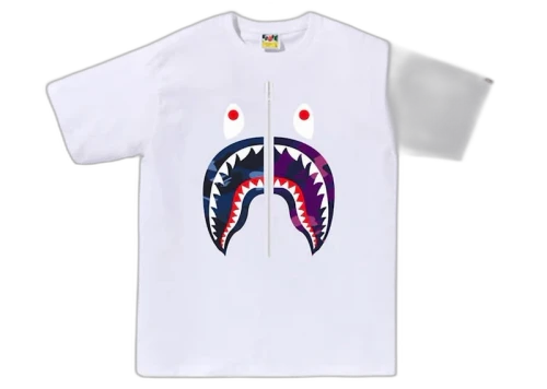 BAPE ABC Camo Rebuild Shark Tee White/Blue