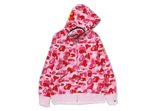 BAPE ABC Camo Shark PONR Full Zip Hoodie Pink