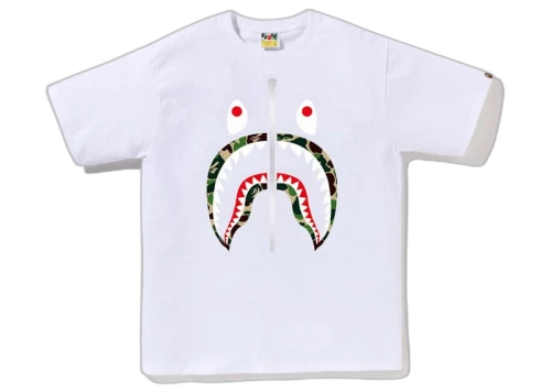 BAPE ABC Camo Shark Silver Zip Tee White/Green
