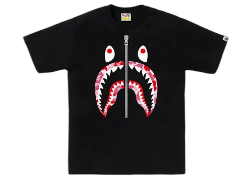 BAPE ABC Camo Shark Tee Black/Pink/Silver