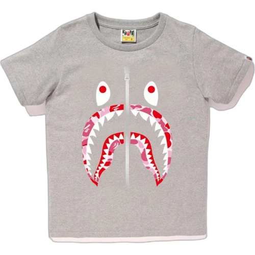 BAPE Abc Camo Shark Tee Tee (Ladies) Gray/Pink