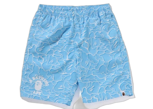 BAPE ABC Sea Surface Camo Beach Shorts Blue