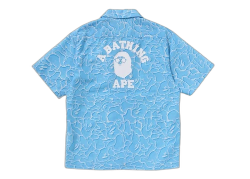 BAPE ABC Sea Surface Camo Open Collar S/S Shirt Blue