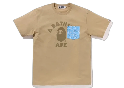 BAPE ABC Sea Surface Camo Pocket College Tee Beige
