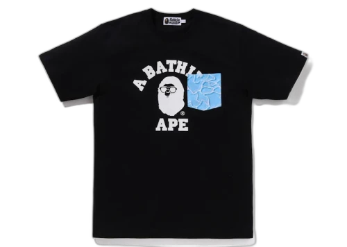 BAPE ABC Sea Surface Camo Pocket College Tee Black