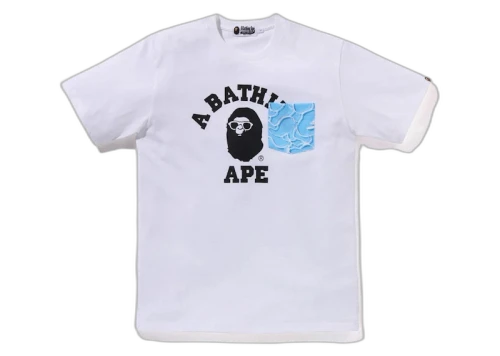 BAPE ABC Sea Surface Camo Pocket College Tee White