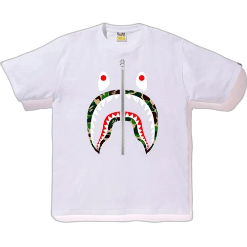 BAPE ABC Shark Silver Zip Tee White/Green